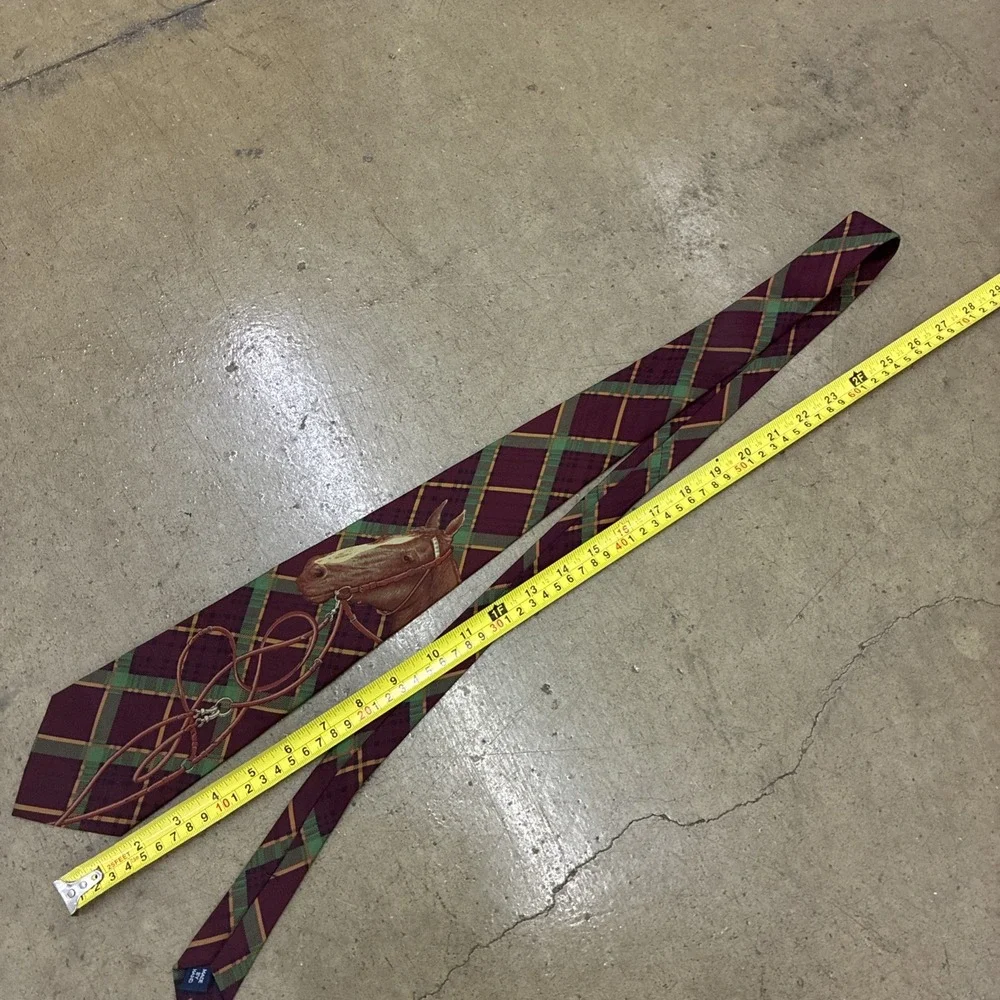 Vintage Equestrian Rare Polo Ralph Lauren Horse Graphic Silk Handmade Tie